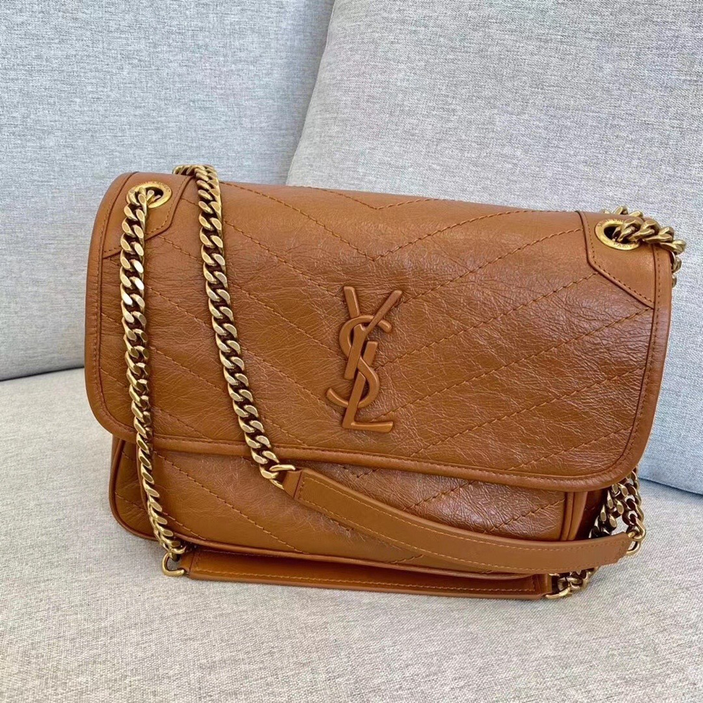 Saint Laurent Medium Niki Bag In Brown Calfskin YSLBS81238