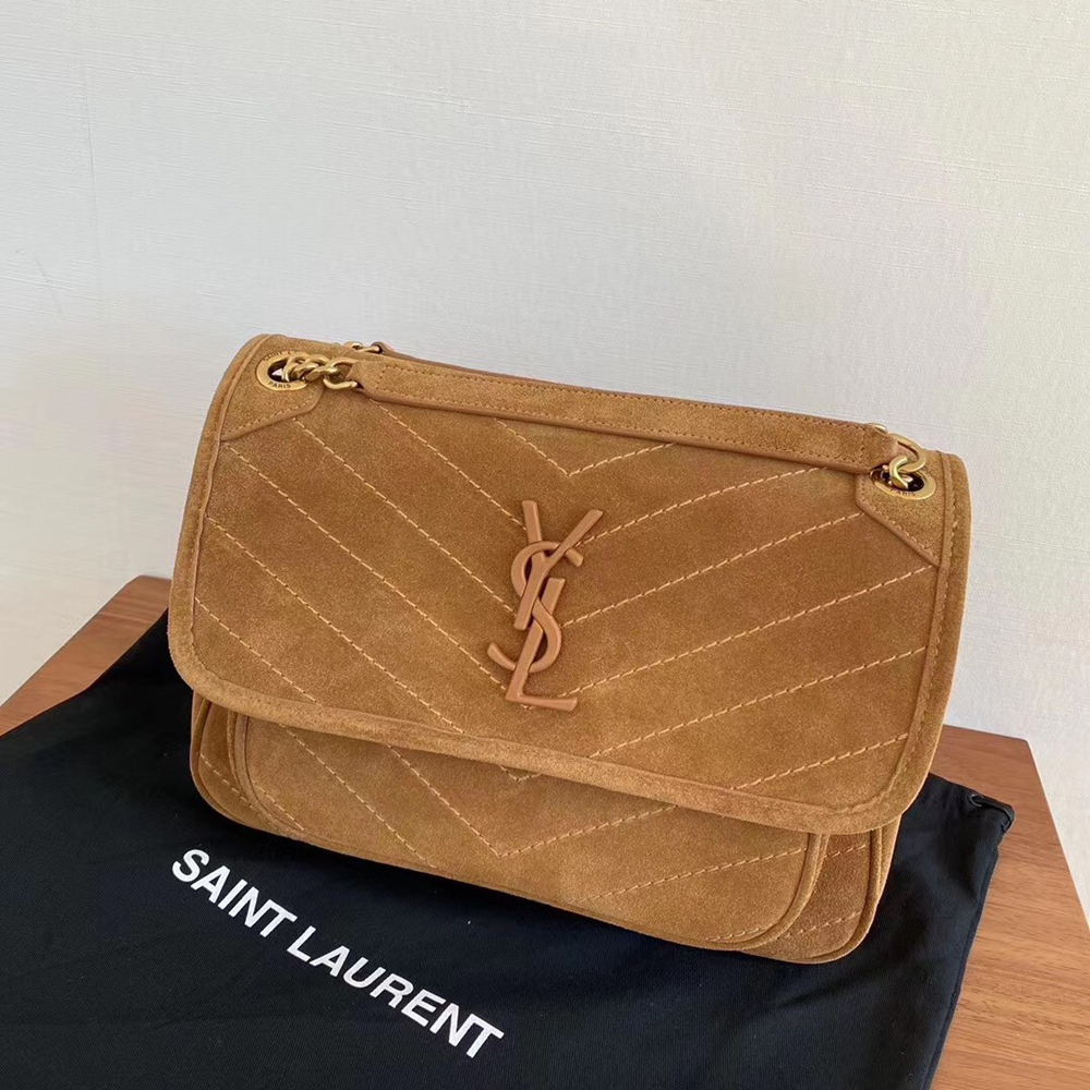 Saint Laurent Medium Niki Bag In Brown Suede YSLBS81239