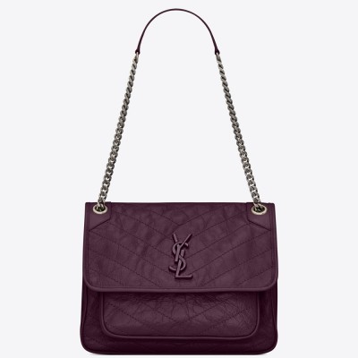 Saint Laurent Medium Niki Bag In Prunia Crinkled Leather YSLBS81254