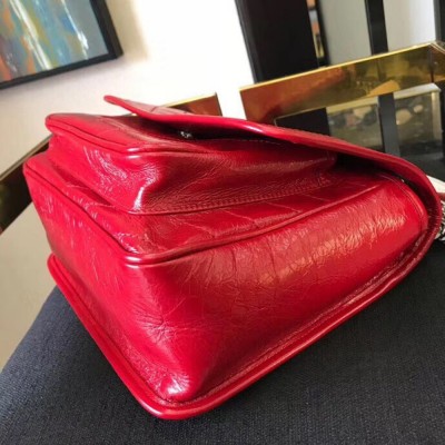 Saint Laurent Medium Niki Bag In Red Crinkled Leather YSLBS81241