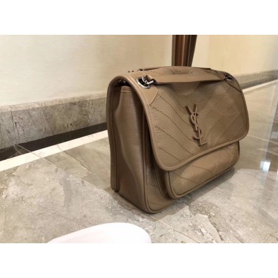 Saint Laurent Medium Niki Bag In Taupe Crinkled Leather YSLBS81244