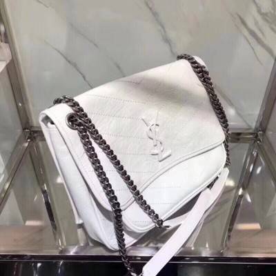 Saint Laurent Medium Niki Bag In White Crinkled Leather YSLBS81246