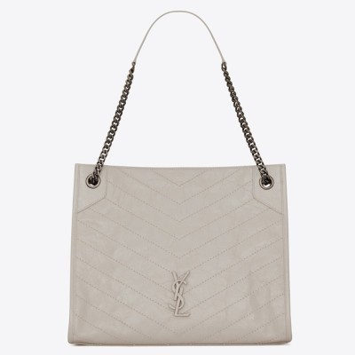 Saint Laurent Medium Niki Shopping Bag In White Leather YSLBS81390