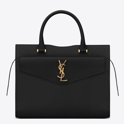 Saint Laurent Medium Uptown Tote In Black Smooth Leather YSLBS81392