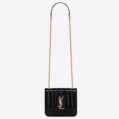 Saint Laurent Medium Vicky Bag In Black Patent Leather YSLBS81093