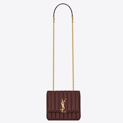 Saint Laurent Medium Vicky Bag In Bordeaux Lambskin YSLBS81094