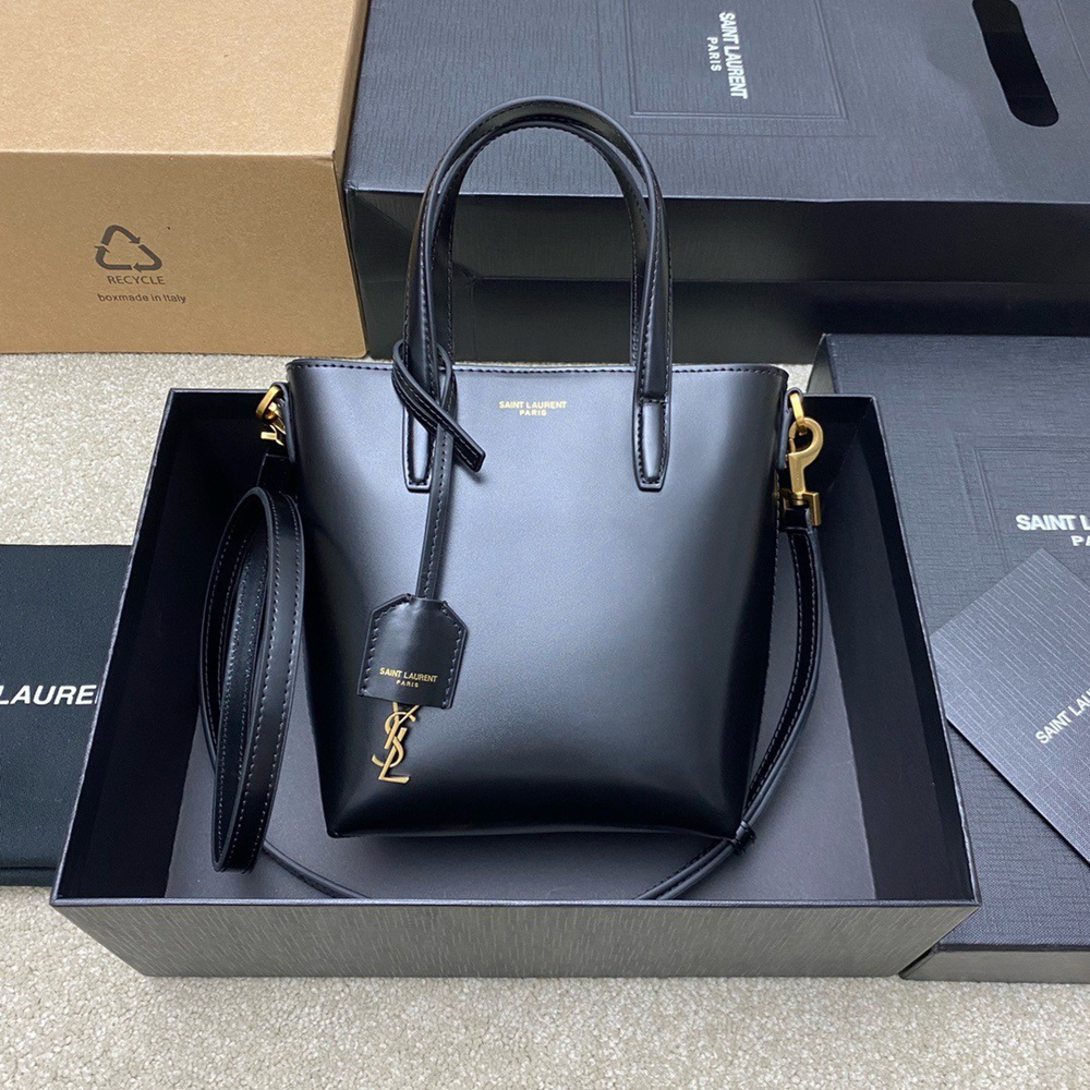 Saint Laurent Mini Toy Shopping Bag in Black Calfskin YSLBS81215