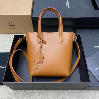 Saint Laurent Mini Toy Shopping Bag in Brown Calfskin YSLBS81216