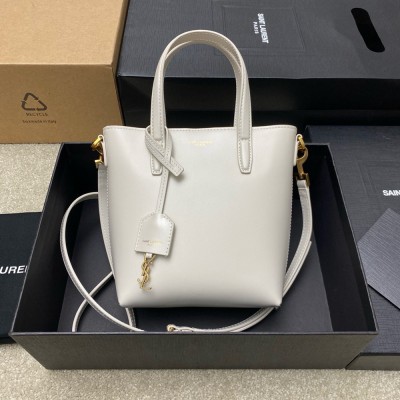 Saint Laurent Mini Toy Shopping Bag in White Calfskin YSLBS81217