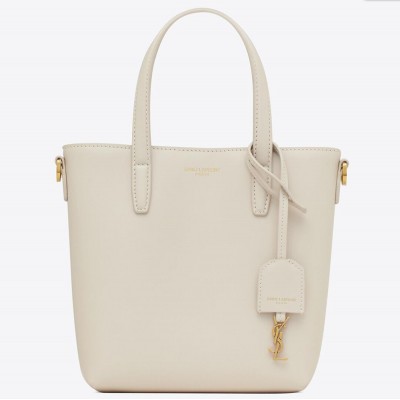 Saint Laurent Mini Toy Shopping Bag in White Calfskin YSLBS81217