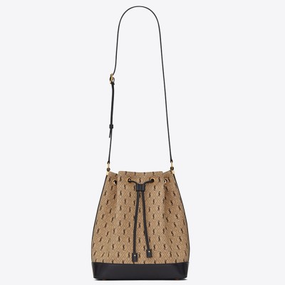 Saint Laurent Monogram All Over Bucket Bag In Canvas YSLBS81029