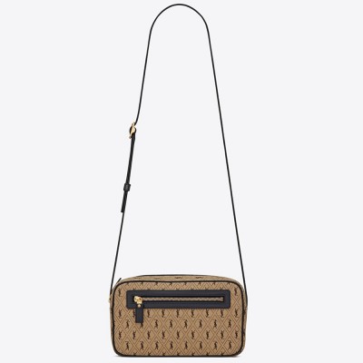 Saint Laurent Monogram All Over Camera Bag In Canvas YSLBS81074