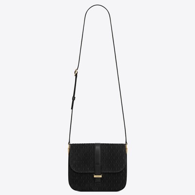 Saint Laurent Monogram All Over Small Satchel In Black Suede YSLBS81272