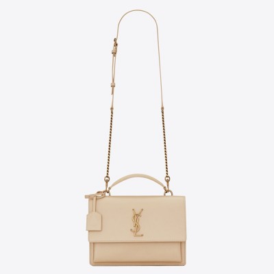 Saint Laurent New Medium Sunset Bag In Beige Calfskin YSLBS81344