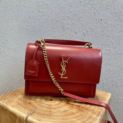 Saint Laurent New Medium Sunset Bag In Red Calfskin YSLBS81346