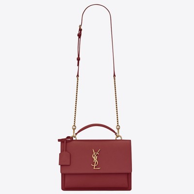 Saint Laurent New Medium Sunset Bag In Red Calfskin YSLBS81346