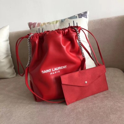 Saint Laurent Red Teddy Drawstring Bag YSLBS81324