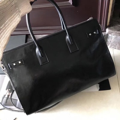 Saint Laurent Sac De Jour Souple 36 Duffle Bag In Black Moroder Leather YSLBS81270