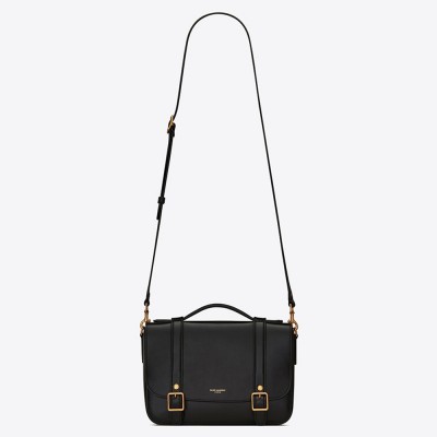 Saint Laurent School Bag In Black Calfskin YSLBS81095