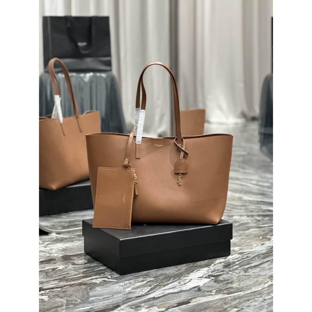 Saint Laurent Shopping Tote Bag in Brown Leather YSLBS81405