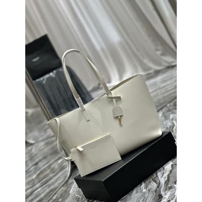 Saint Laurent Shopping Tote Bag in White Leather YSLBS81406