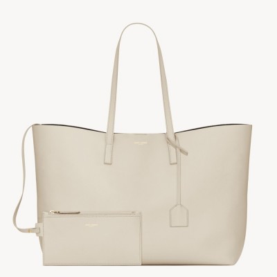 Saint Laurent Shopping Tote Bag in White Leather YSLBS81406