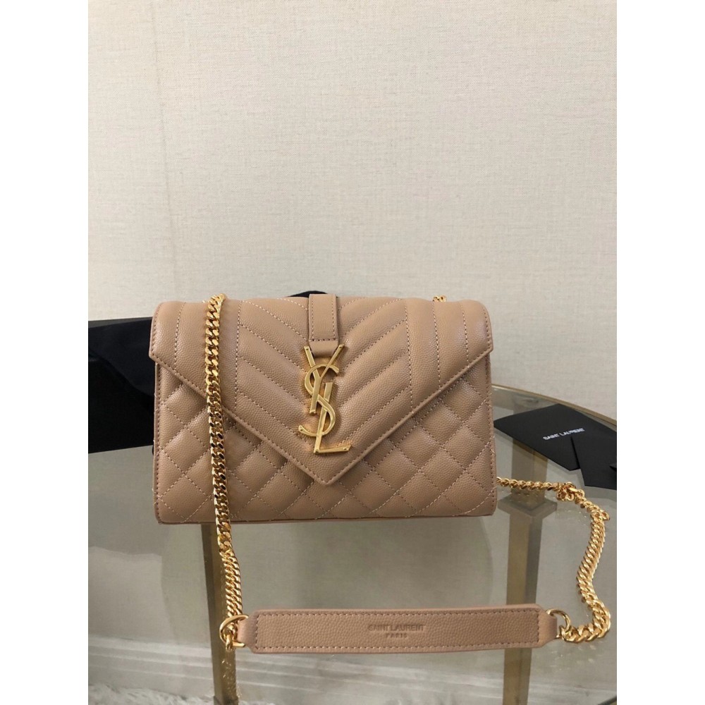 Saint Laurent Small Envelope Bag In Beige Grained Leather YSLBS81118