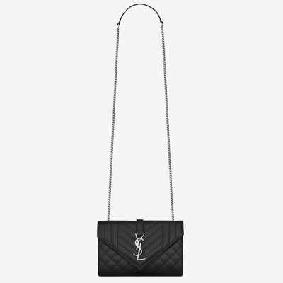 Saint Laurent Small Envelope Bag In Noir Grained Leather YSLBS81120