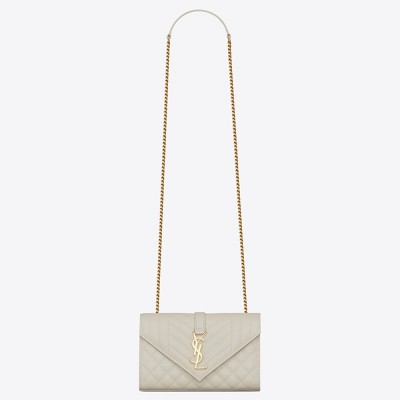 Saint Laurent Small Envelope Bag In White Grained Leather YSLBS81121