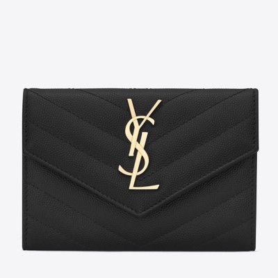 Saint Laurent Small Envelope Wallet In Black Leather YSLBS81436