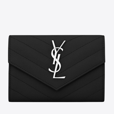 Saint Laurent Small Envelope Wallet In Noir Leather YSLBS81437