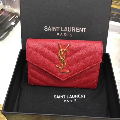 Saint Laurent Small Envelope Wallet In Red Leather YSLBS81438