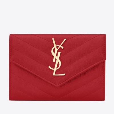 Saint Laurent Small Envelope Wallet In Red Leather YSLBS81438