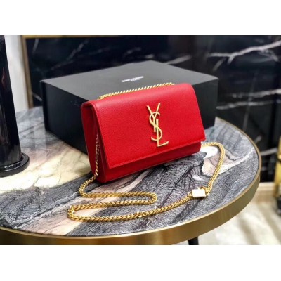 Saint Laurent Small Kate Bag In Red Grained Leather YSLBS81148