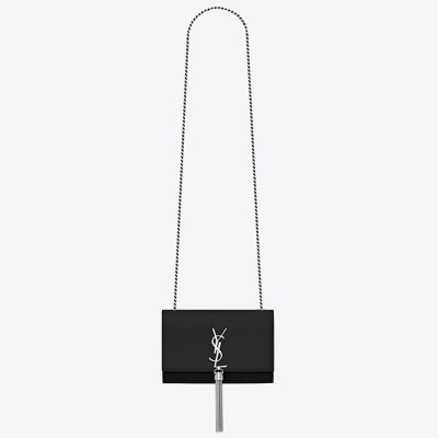 Saint Laurent Small Kate Tassel Bag In Black Grained Leather YSLBS81149