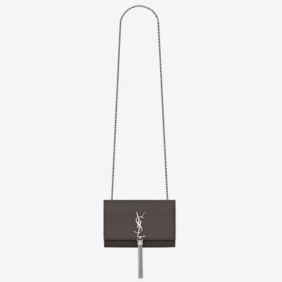 Saint Laurent Small Kate Tassel Bag In Grey Grained Leather YSLBS81150