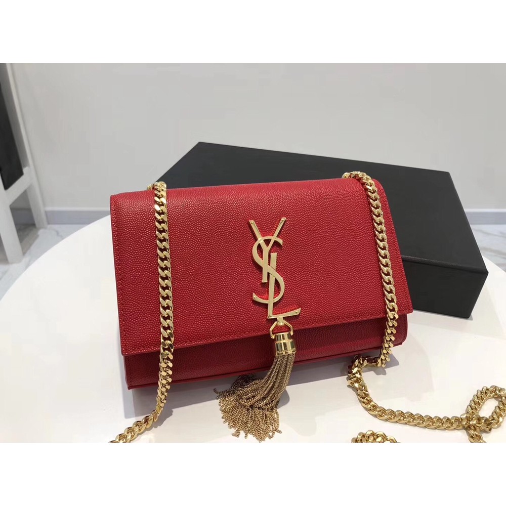 Saint Laurent Small Kate Tassel Bag In Red Grained Leather YSLBS81151