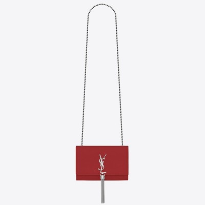 Saint Laurent Small Kate Tassel Bag In Red Grained Leather YSLBS81151