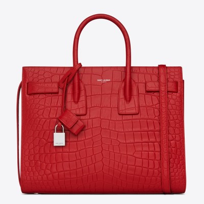 Saint Laurent Small Sac De Jour Bag In Red Crocodile Leather YSLBS81263