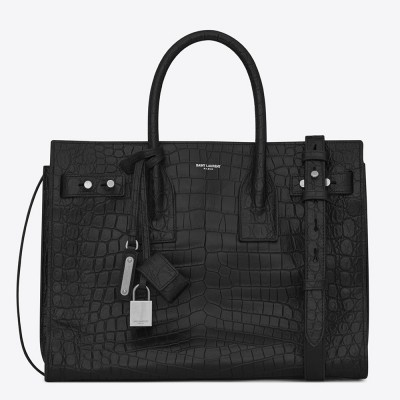 Saint Laurent Small Sac de Jour Souple Bag In Black Crocodile Leather YSLBS81264