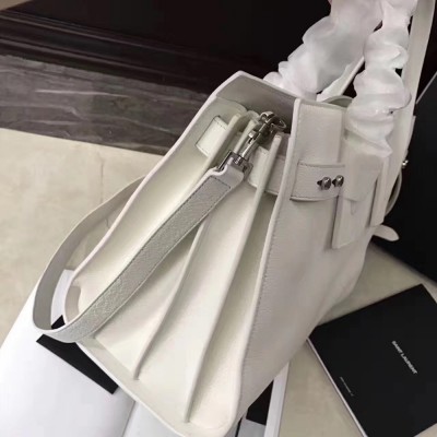 Saint Laurent Small Sac de Jour Souple Bag In White Grained Leather YSLBS81269