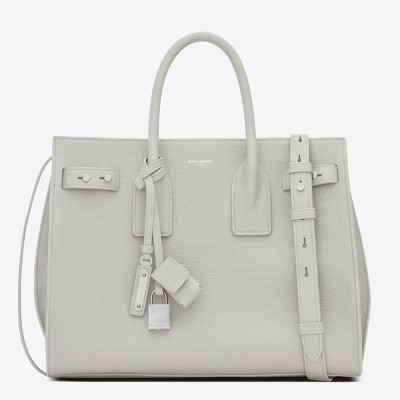 Saint Laurent Small Sac de Jour Souple Bag In White Grained Leather YSLBS81269