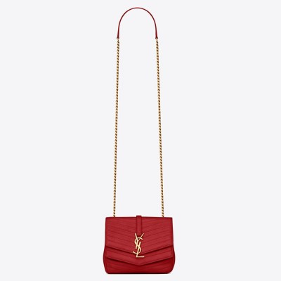 Saint Laurent Small Sulpice Bag In Red Matelasse Leather YSLBS81222