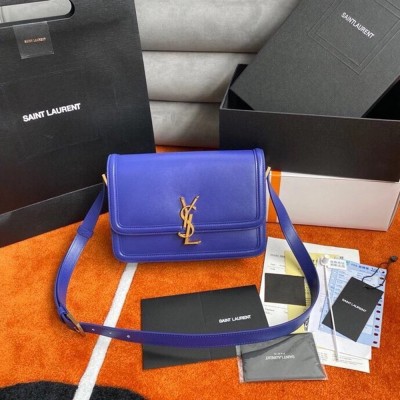 Saint Laurent Solferino Medium Bag In Blue Box Calfskin YSLBS81327