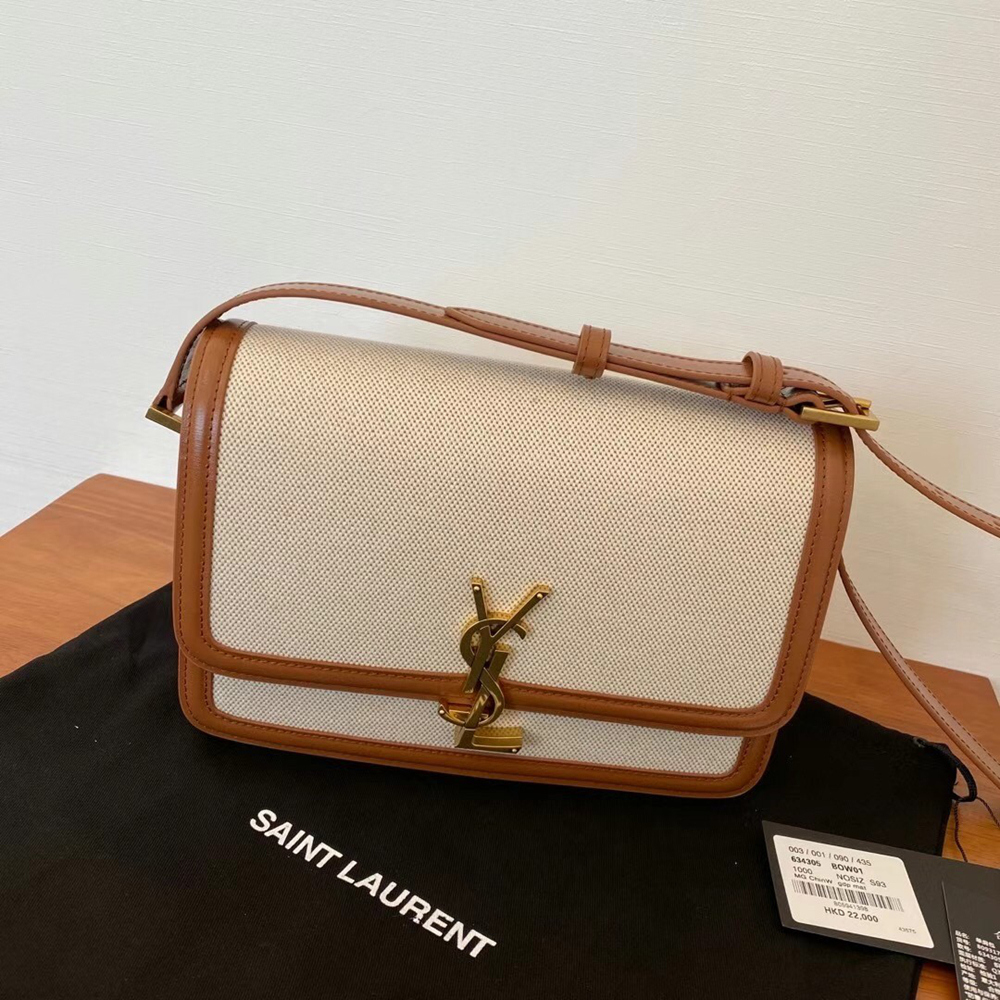 Saint Laurent Solferino Medium Bag In Canvas with Calfskin YSLBS81330