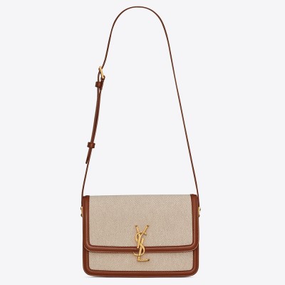 Saint Laurent Solferino Medium Bag In Canvas with Calfskin YSLBS81330