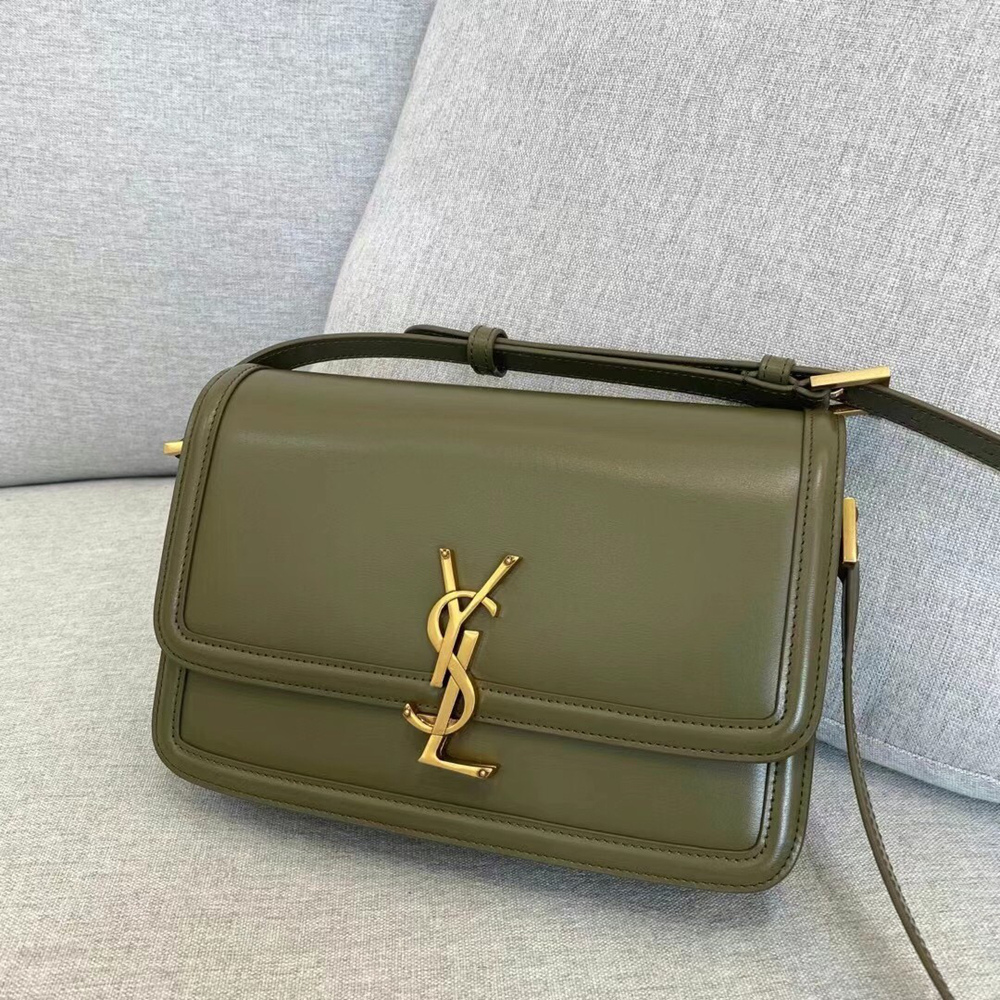 Saint Laurent Solferino Medium Bag In Khaki Calfskin YSLBS81331