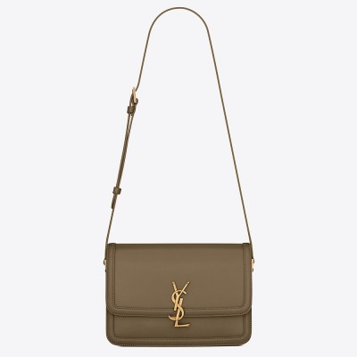 Saint Laurent Solferino Medium Bag In Khaki Calfskin YSLBS81331