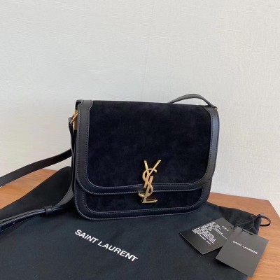 Saint Laurent Solferino Medium Soft Bag In Black Suede YSLBS81334