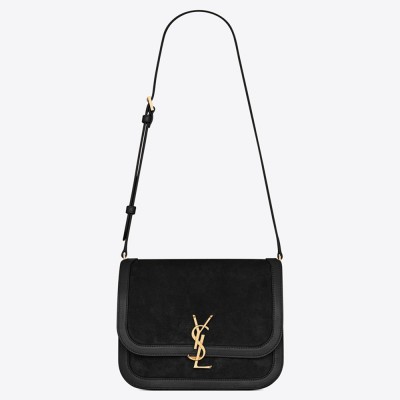 Saint Laurent Solferino Medium Soft Bag In Black Suede YSLBS81334